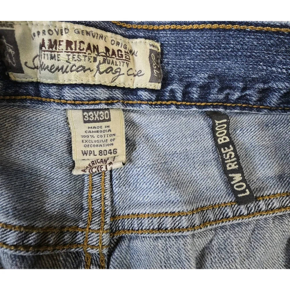 American Rag Low Rise Bootcut Jeans 33x30 Blue Y2K Denim Distressed As Is